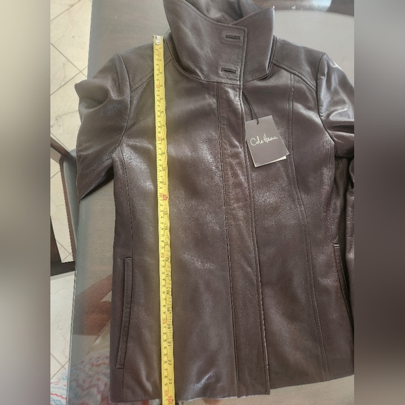 Cole Haan Women's Wing Collar Leather Jacke - Brown (Sz Small) - Picture 9 of 9